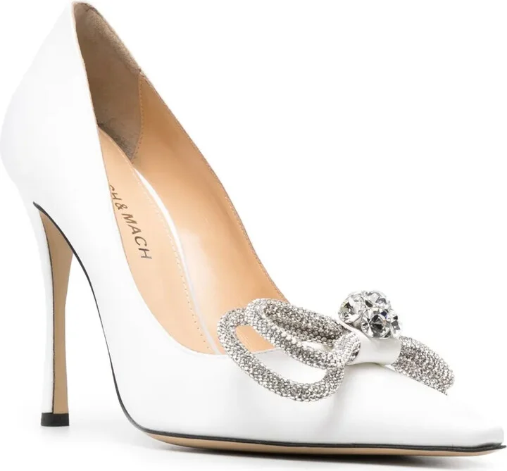 Double Bow 110mm satin pumps - Image 2