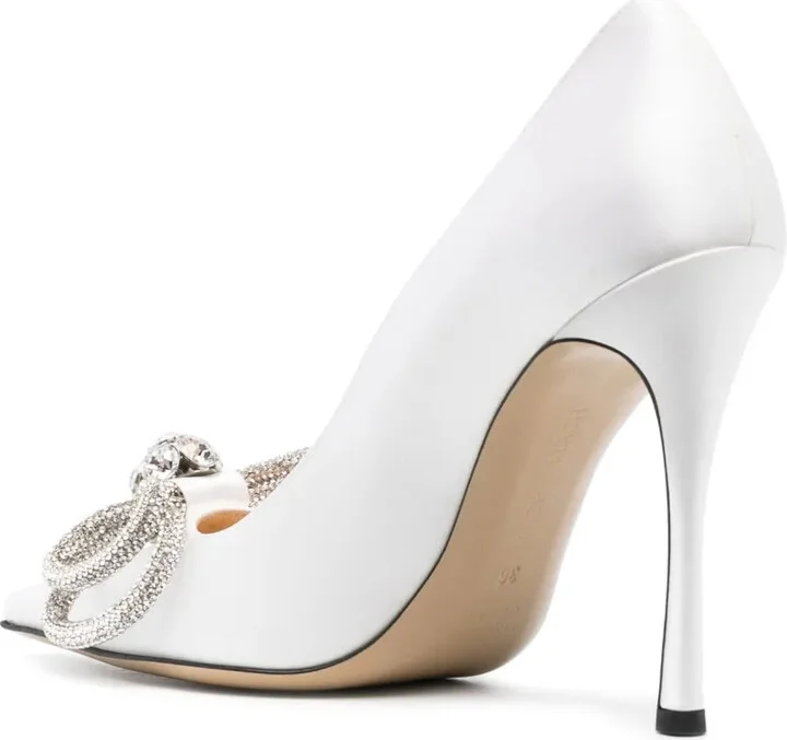 Double Bow 110mm satin pumps - Image 3