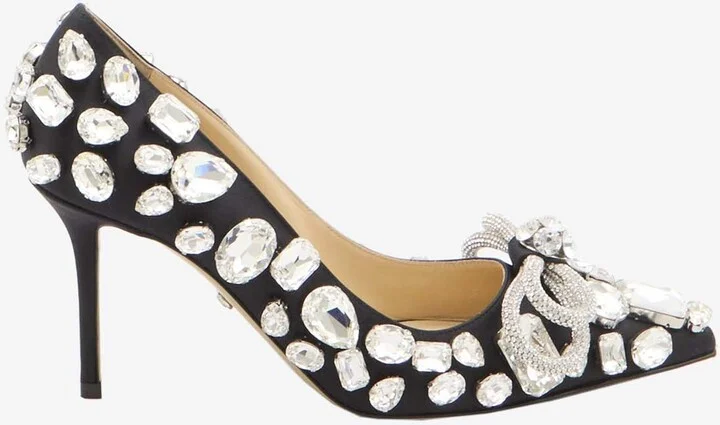 Double Bow 85 Crystal Embellished Pumps