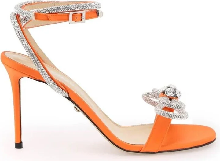 Double Bow Crystal Satin Sandals