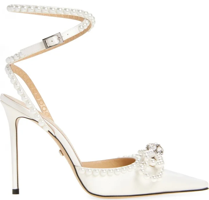 Double Bow Faux Pearl Slingback Pump - Image 3