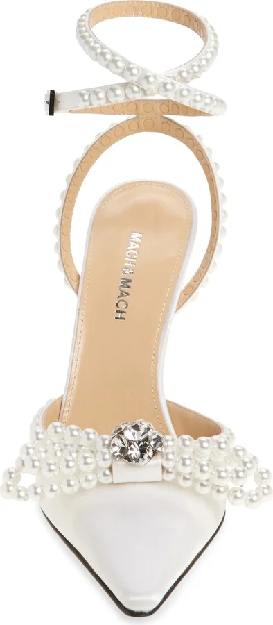 Double Bow Faux Pearl Slingback Pump - Image 4