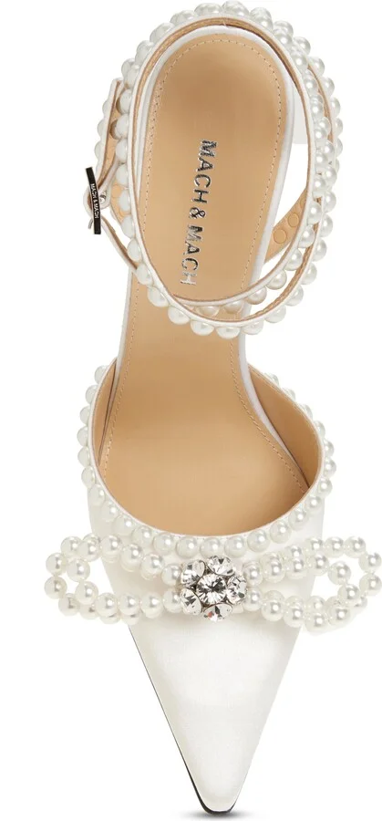 Double Bow Faux Pearl Slingback Pump - Image 5