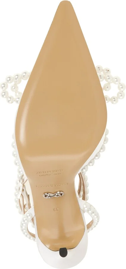 Double Bow Faux Pearl Slingback Pump - Image 6