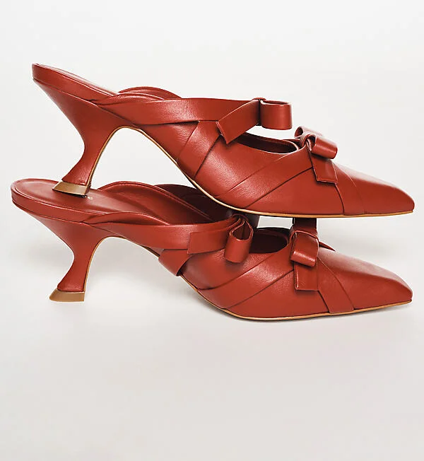 Double Bow Heeled Mules