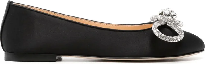 Double Bow satin ballerina shoes