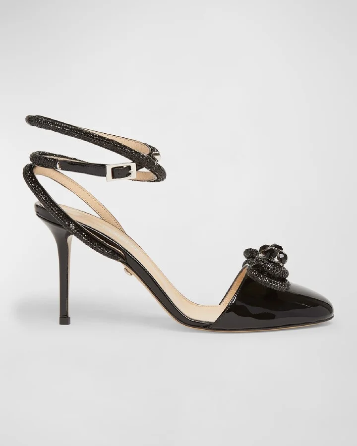 Double Bow Strass Ankle-Strap Pumps