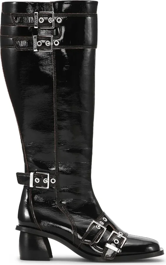 Double-Buckle Knee-High Boots