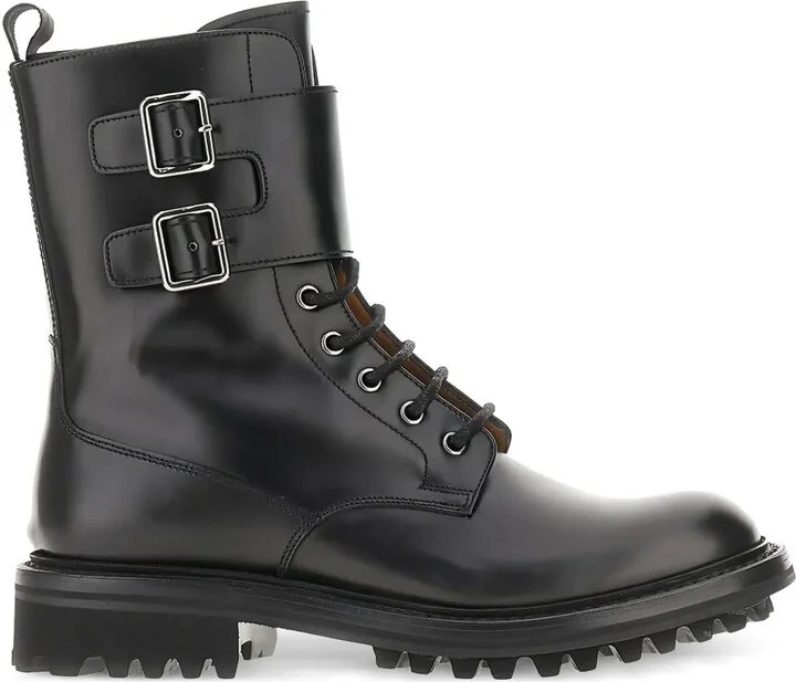 Double-Buckle Lace-Up Boots