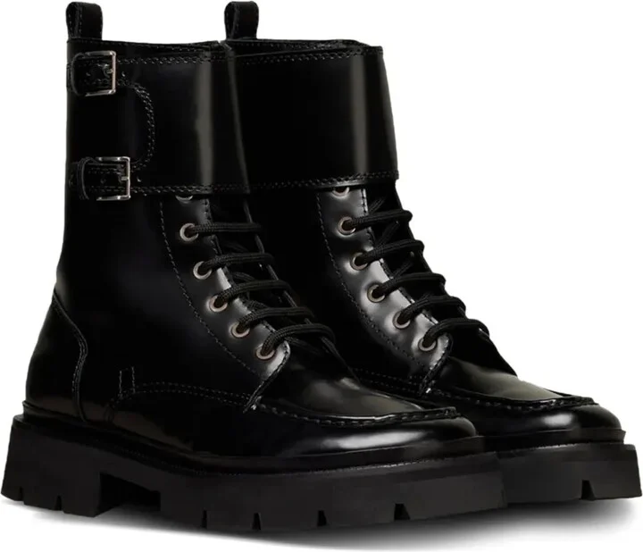 Double-Buckle Leather Boots - Image 2