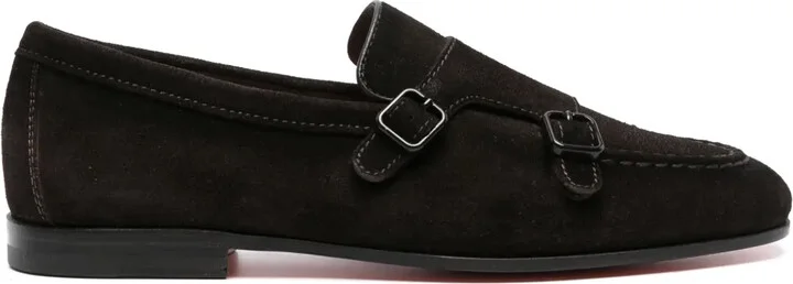 Double-Buckle Leather Loafers