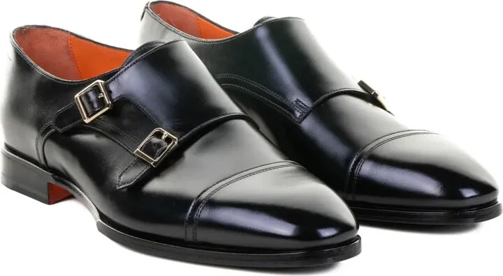 Double-Buckle Leather Monk Shoes - Image 2