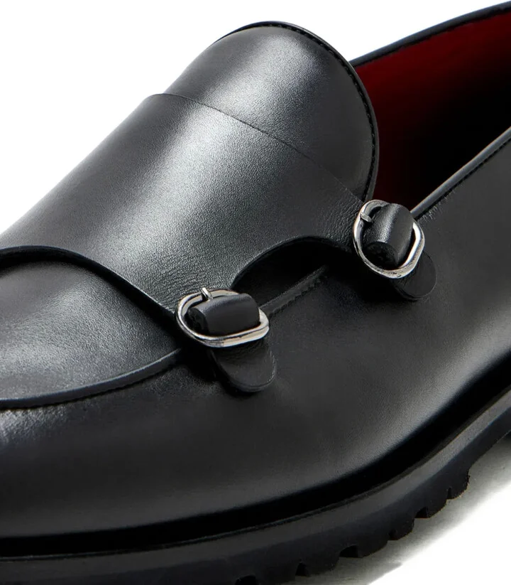 Double-Buckle Leather Monk Shoes - Image 4