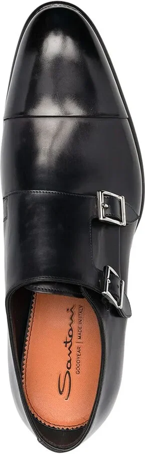 Double-Buckle Leather Monk Shoes - Image 4
