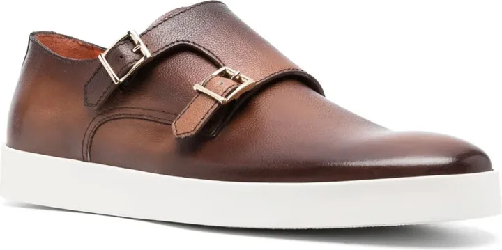 Double-Buckle Leather Monk Shoes - Image 2