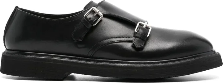 Double-Buckle Leather Monk Shoes