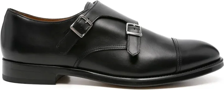 Double-Buckle Leather Monk Shoes