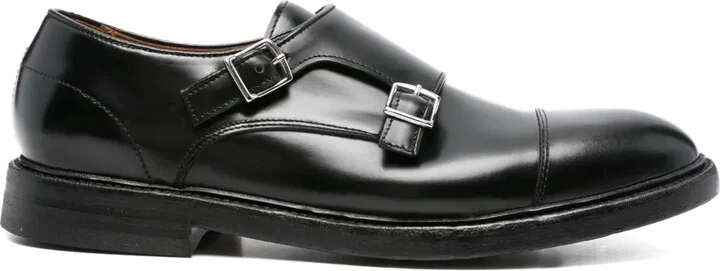 Double-Buckle Leather Monk Shoes