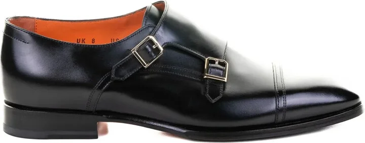 Double-Buckle Leather Monk Shoes