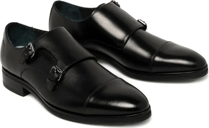 Double-Buckle Leather Monk Shoes