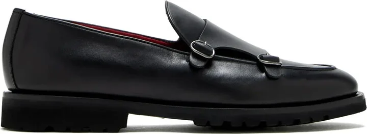 Double-Buckle Leather Monk Shoes
