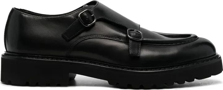 Double-Buckle Leather Monk Shoes