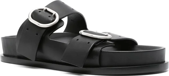 Double-Buckle Leather Sandals - Image 2