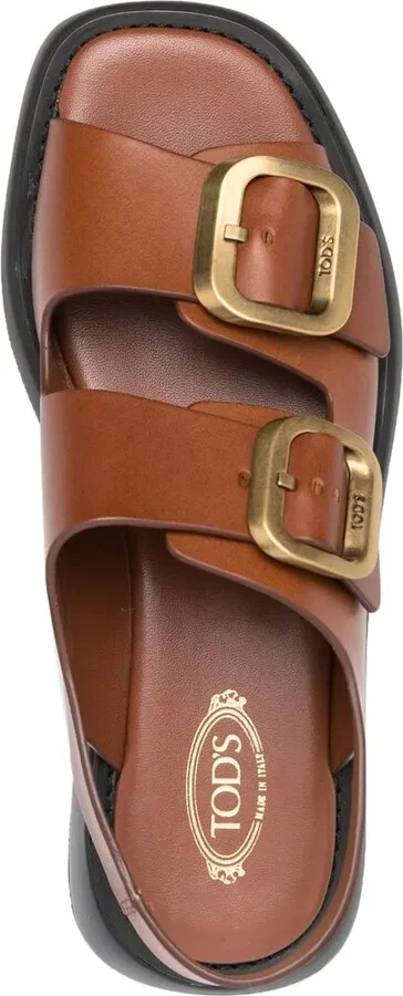 Double-Buckle Leather Sandals - Image 4
