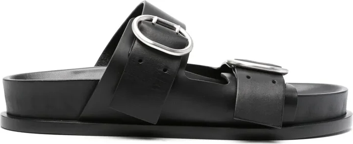 Double-Buckle Leather Sandals