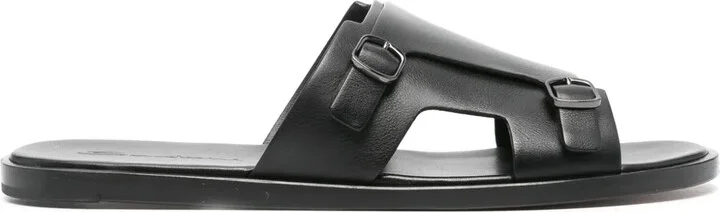 Double-Buckle Leather Sandals
