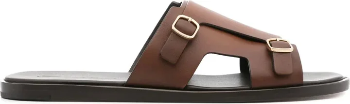 Double-Buckle Leather Sandals