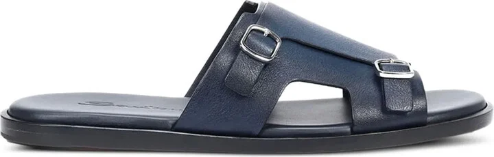 Double-Buckle Leather Sandals