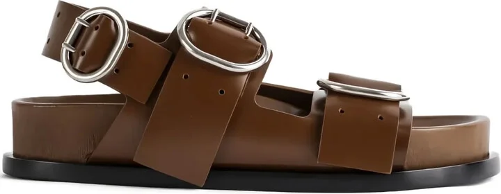 Double-Buckle Leather Sandals
