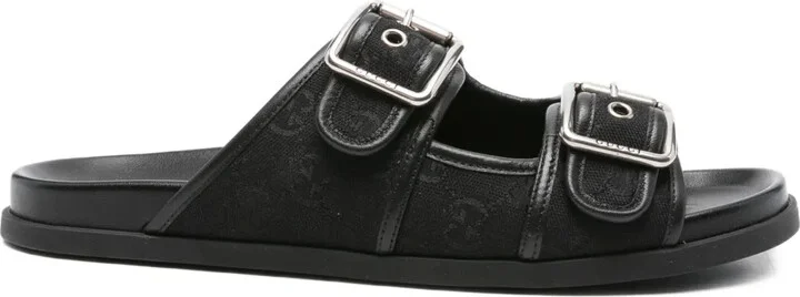Double-Buckle Leather Sandals