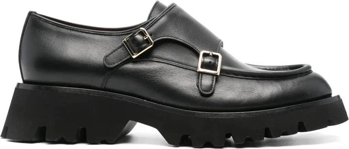 Double-Buckle Leather Shoes