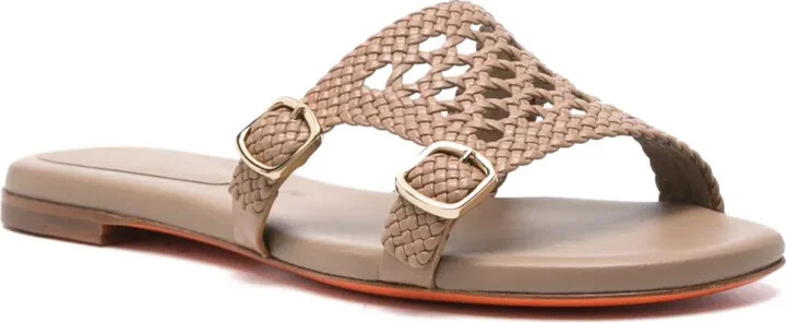 Double-Buckle Leather Slides - Image 2