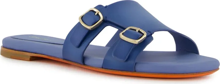 Double-Buckle Leather Slides - Image 2