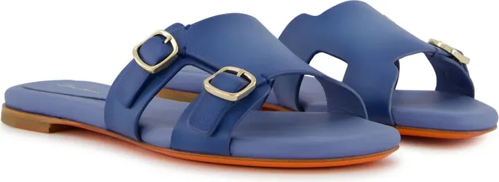 Double-Buckle Leather Slides - Image 3