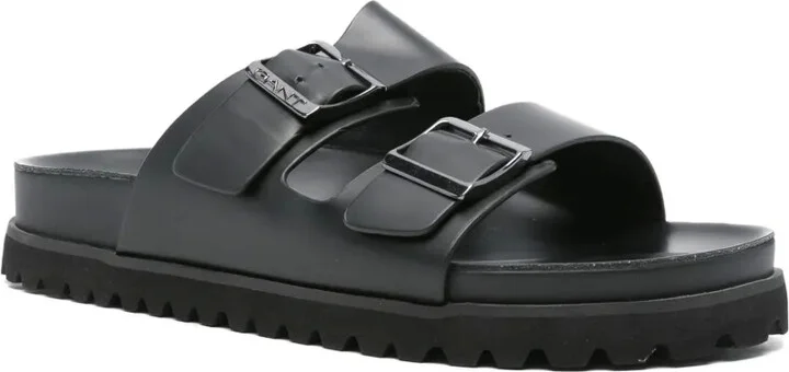 Double-Buckle Leather Slides - Image 2