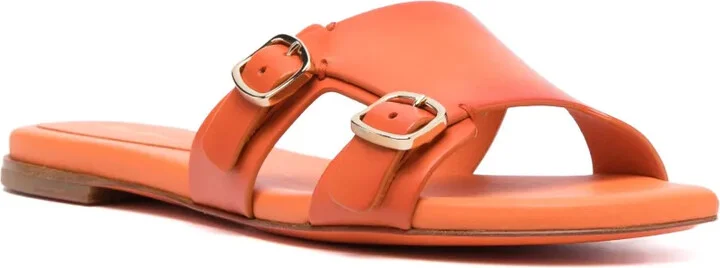Double-Buckle Leather Slides - Image 2