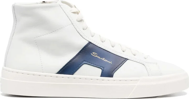 Double-Buckle Leather Sneakers