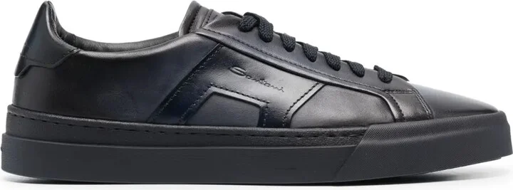 Double Buckle leather sneakers