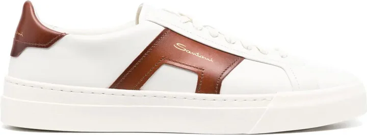 Double Buckle leather sneakers