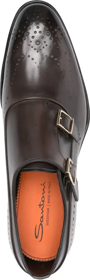 Double-Buckle Perforated Monk Shoes - Image 4