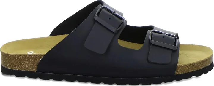 Double-Buckle Slide Sandals