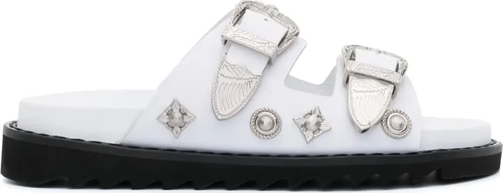 Double-Buckle Slip-On Sandals