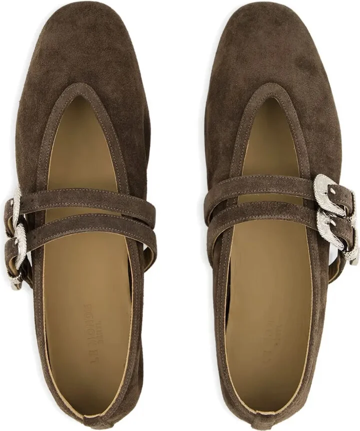 Double-Buckle Suede Ballet Flats - Image 3