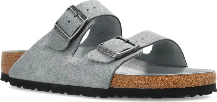Double-Buckle Suede Flat Sandals - Image 2