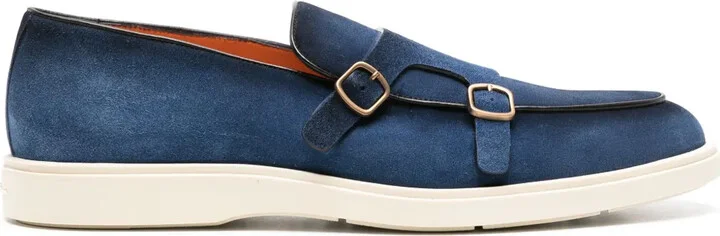 Double-Buckle Suede Loafers