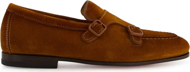 Double-Buckle Suede Loafers